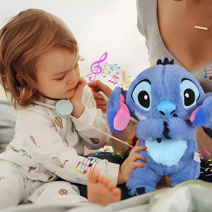 Peluche que respira Stitch con canción de cuna relajante