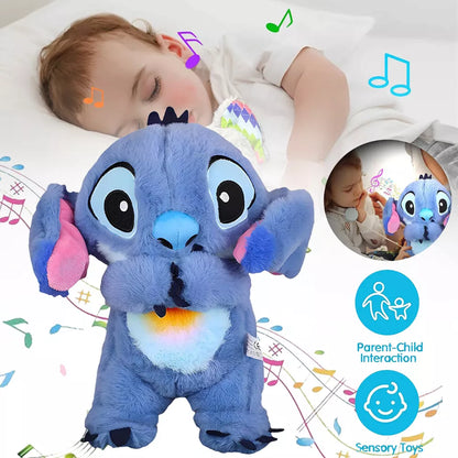 Peluche que respira Stitch con canción de cuna relajante