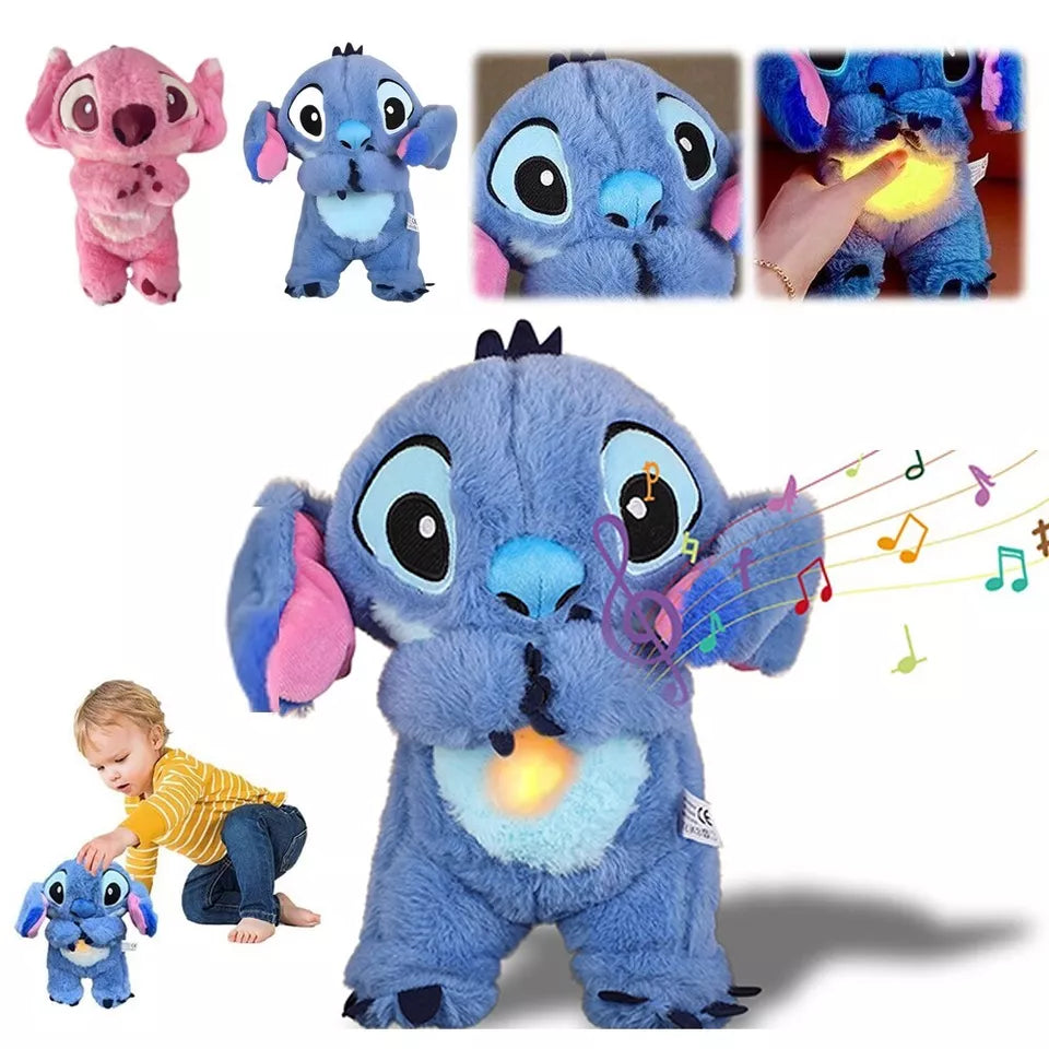Peluche que respira Stitch con canción de cuna relajante